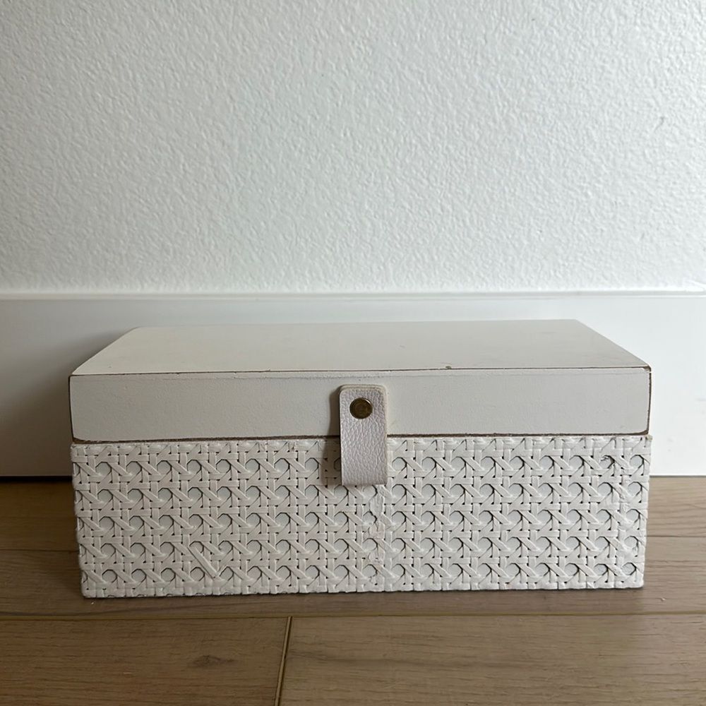 White Wood & Cane Box